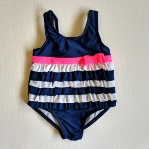 carter's striped tiered ruffle one piece swimsuit 6-9 months baby girl